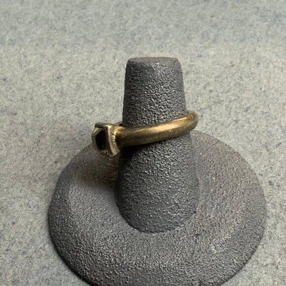 Smoky Square Rhinestone Ring Size 6 Grey Dark Silver Vintage Retro Bling Glam - Picture 7 of 7